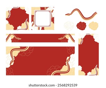 Chinese New Year 2025 web social media templates snake elements various sizes 4 red