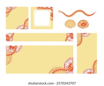 Chinese New Year 2025 web social media templates snake elements various sizes 6 gold