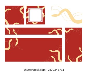 Chinese New Year 2025 web social media templates snake elements various sizes 5 red