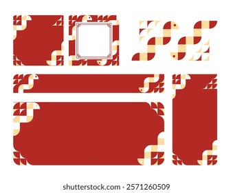 Chinese New Year 2025 web social media templates snake elements geometric various sizes 9 red