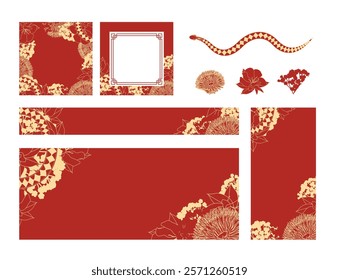 Chinese New Year 2025 web social media templates snake elements various sizes 8 red