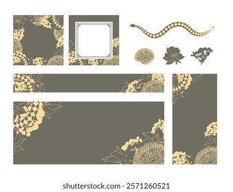 Chinese New Year 2025 web social media templates snake elements various sizes 8 grenoble green