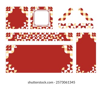 Chinese New Year 2025 web social media templates snake elements geometric various sizes 10 red