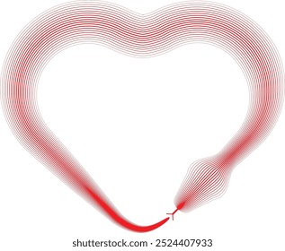 Chinese new year 2025 zodiac snake symbol . Heart design elements . Year of the snake .World snake day logo. Line art . Heart logo .vector illustration