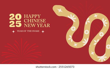 Chinese New Year 2025,Year of the Snake. vector illustration,Abstract background red,Chinese new year concept.Chinese banner, Happy New Year 2025 poster,Astrology Chinese lunar calendar animal symbols