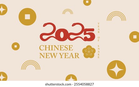 Chinese New Year 2025,Year of the Snake. vector illustration,Abstract background,Chinese new year concept.Chinese banner, Happy New Year 2025 poster,Astrology Chinese lunar calendar animal symbols