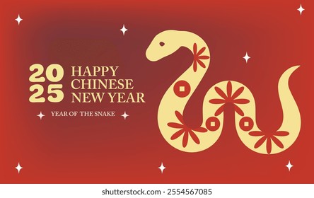 Chinese New Year 2025,Year of the Snake. vector illustration,Abstract red background,Chinese new year concept.Chinese banner, Happy New Year 2025 poster,Astrology Chinese lunar calendar animal symbols