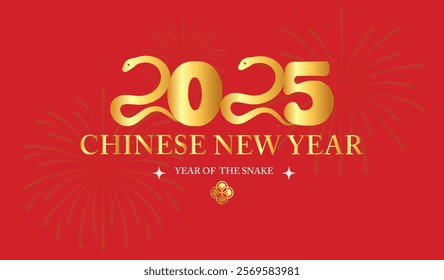 Chinese New Year 2025,Year of the Snake, Red Chinese lunar new year vector with snake,Vector illustration, Abstract background, Chinese new year concept.Chinese banner, Happy New Year 2025 poster,card