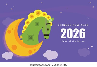 Chinese New Year 2026 , happy New Year 2026, Chines Horse, Symbol of New year 2026 print design with animal, greeting card template, abstract poster