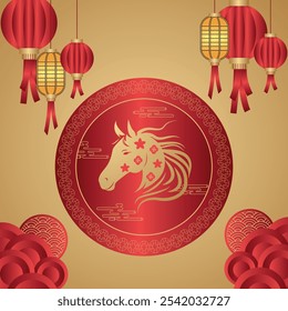 Chinese New Year. 2026, the year of the horse. Vector