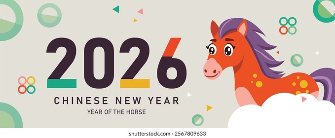 Chinese new year 2026 year of horse 2026, Traditional and modern design, card and background, Lunar new year 2026, background, banner, social media story template.