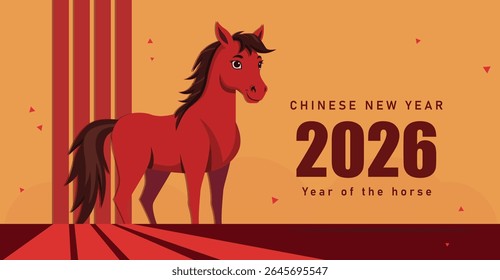 Chinese new year 2026 Horse, Cute cartoon horse for Chinese New Year 2026, bringing good fortune, horse new year 2026