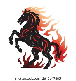 Chinese New Year 2026 illustration featuring a stylized horse representing the Year of the Fire Horse. Modern design and traditional Chinese patterns. Celebration New Year 2026. Isolated in White