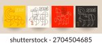 Chinese new year 2026. Set holiday background for cover, invitation, poster, banner, flyer, placard. Modern template design with silhouette horse in fashion minimalist style. Vector illustration.