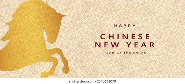 Chinese New Year 2026 vector illustration of Year of Horse cover, poster and sale banner. Chinese zodiac Horse symbol.