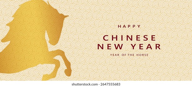 
Chinese New Year 2026 vector illustration of Year of Horse cover, poster and sale banner. Chinese zodiac Horse symbol.