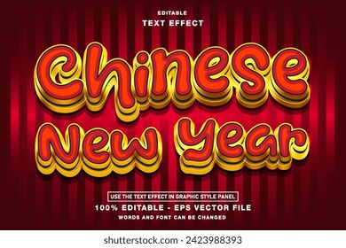 Chinese New Year 3D Editable Text Effect template design with 3d style use for business brand and logo