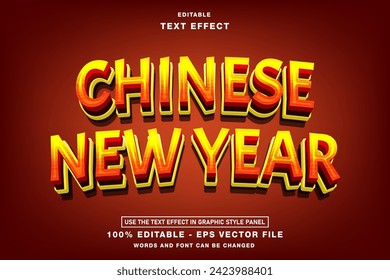Chinese New Year 3D Editable Text Effect template design with 3d style use for business brand and logo