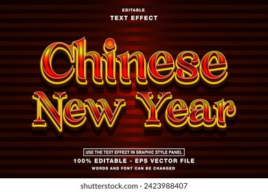 Chinese New Year 3D Editable Text Effect template design with 3d style use for business brand and logo