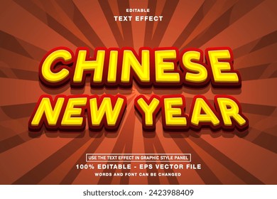 Chinese New Year 3D Editable Text Effect template design with 3d style use for business brand and logo