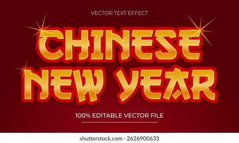 Chinese New Year 3d realistic text effect editable vector luxury style