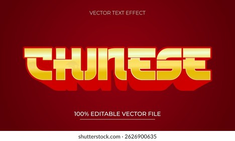 Chinese New Year 3d realistic text effect editable vector red and gold color