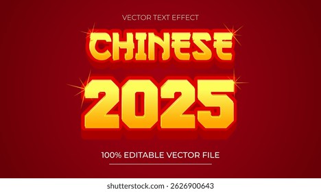 Chinese New Year 3d realistic text effect editable vector red and gold style