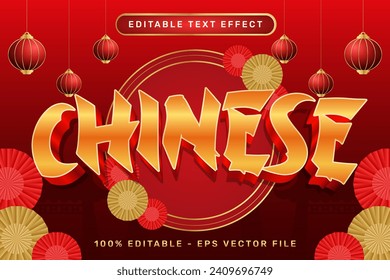 chinese new year 3d text effect and editable text effect with lanterns and Chinese ornaments