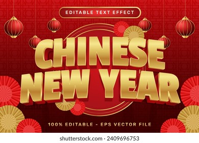 chinese new year 3d text effect and editable text effect with lanterns and Chinese ornaments