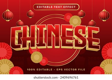 chinese new year 3d text effect and editable text effect with lanterns and Chinese ornaments