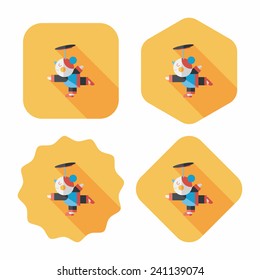 Chinese New Year Acrobatics girl flat icon with long shadow,eps10