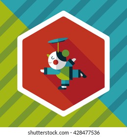 Chinese New Year Acrobatics girl flat icon with long shadow,eps10