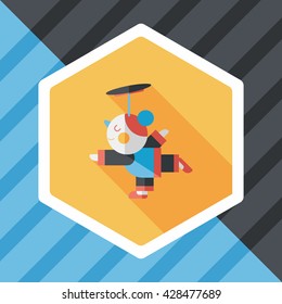 Chinese New Year Acrobatics girl flat icon with long shadow,eps10