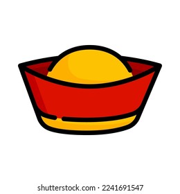 Chinese New Year amulet filled outline icon. Chinese asian new year red lamps festival. Chinatown traditional decoration. Vector Illustration.
