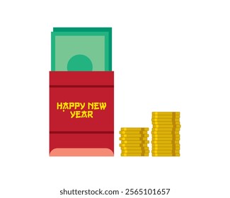 Chinese new year angpao vector. Chinese, holiday, gold, vector, festival, illustration, angpao, cny. Can use for infographic, banner, poster, web design. Isolated on white background. 