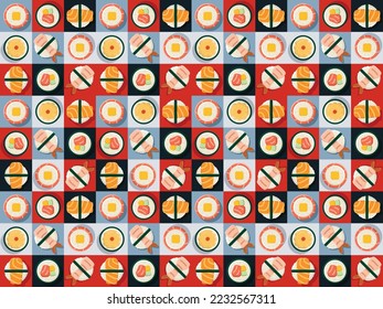 chinese new year asian food latin american pattern background seamless ornament menu japanese china