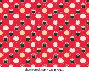 chinese new year asian food latin american pattern background seamless ornament menu japanese china