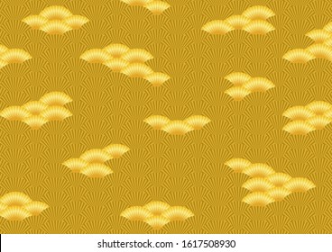 chinese new year background, abstract oriental wallpaper, golden fan inspiration, vector illustration 