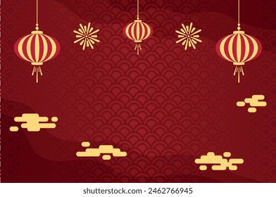 Fondo del año Nuevo chino, Anuncio, decoración de la celebración. Plantilla para la festividad, sin texto. Ilustración de Imagen tradicional china. EPS10
