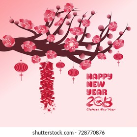 Chinese new year background blooming sakura branches