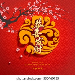 Chinese new year background. The chinese character "Gong Xi Fa Cai" -May prosperity be with you. " Wan Shi Ru Yi " - All the best.