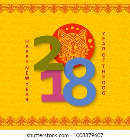 Chinese New Year background with creative stylized dog. Vector illustration
