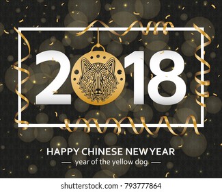 Chinese New Year background with creative stylized dog. Vector illustration