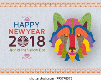 Chinese New Year background with creative stylized dog. Vector illustration
