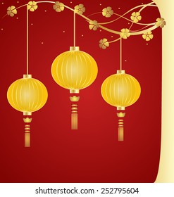 Chinese new year background with Chinese New Year decorative elements. Vector Illustration.