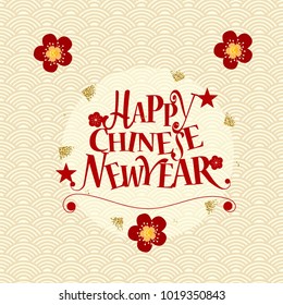 Chinese new year background design with Chinese New Year lettering. Vector Illustration.