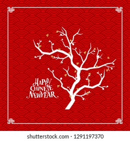 Chinese new year background design with Chinese New Year lettering. Vector Illustration.