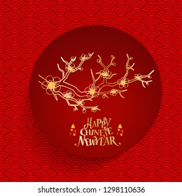 Diseño de fondo chino de año nuevo con letras de Año Nuevo chino. Ilustración vectorial.