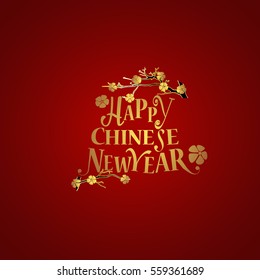 Chinese new year background design with Chinese New Year lettering. Vector Illustration