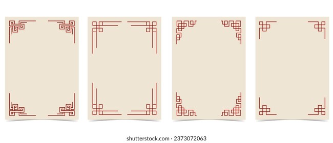 Chinese New Year background with frame,border.Editable vector illustration for postcard,a4 size